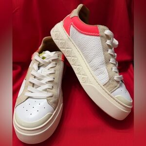 Tory Burch Ladybug leather Coral Sneakers